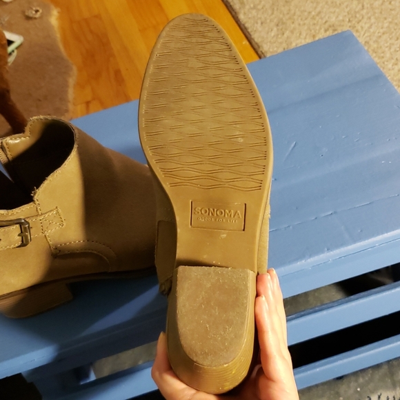 Sonoma Brown Suede Heeles Booties with Buckle - Picture 4 of 8